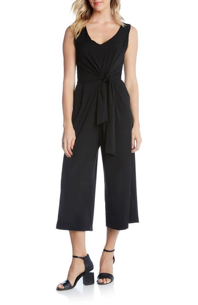 Karen Kane Sleeveless Tie Waist Jumpsuit Black at Nordstrom, P