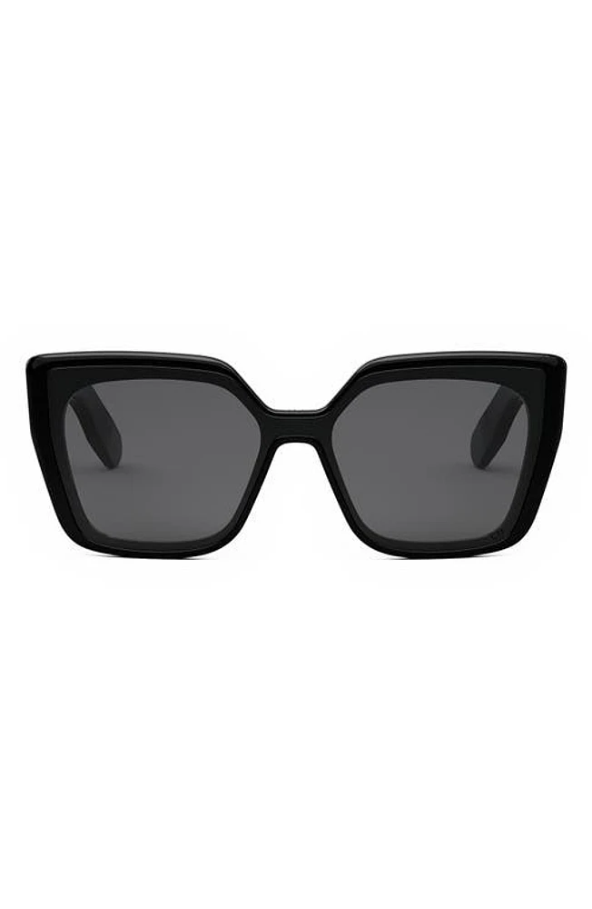 DIOR Lady 95.22 S2I Butterfly Sunglasses in Shiny Black /Smoke at Nordstrom