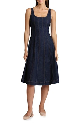 Avec Les Filles Topstitch Sleeveless Denim Midi Dress Royal Rinse at Nordstrom,