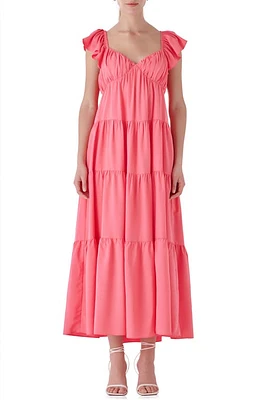 Endless Rose Ruffle Bow Tiered Maxi Sundress Pink at Nordstrom,