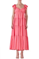 Endless Rose Ruffle Bow Tiered Maxi Sundress Pink at Nordstrom,