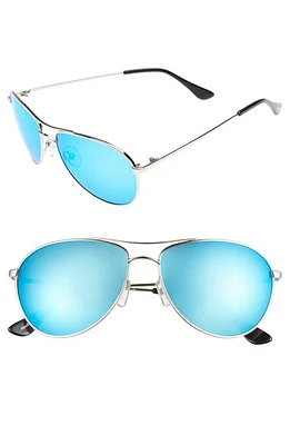 Brightside Orville 58mm Mirrored Aviator Sunglasses in Silver/Blue Mirror at Nordstrom