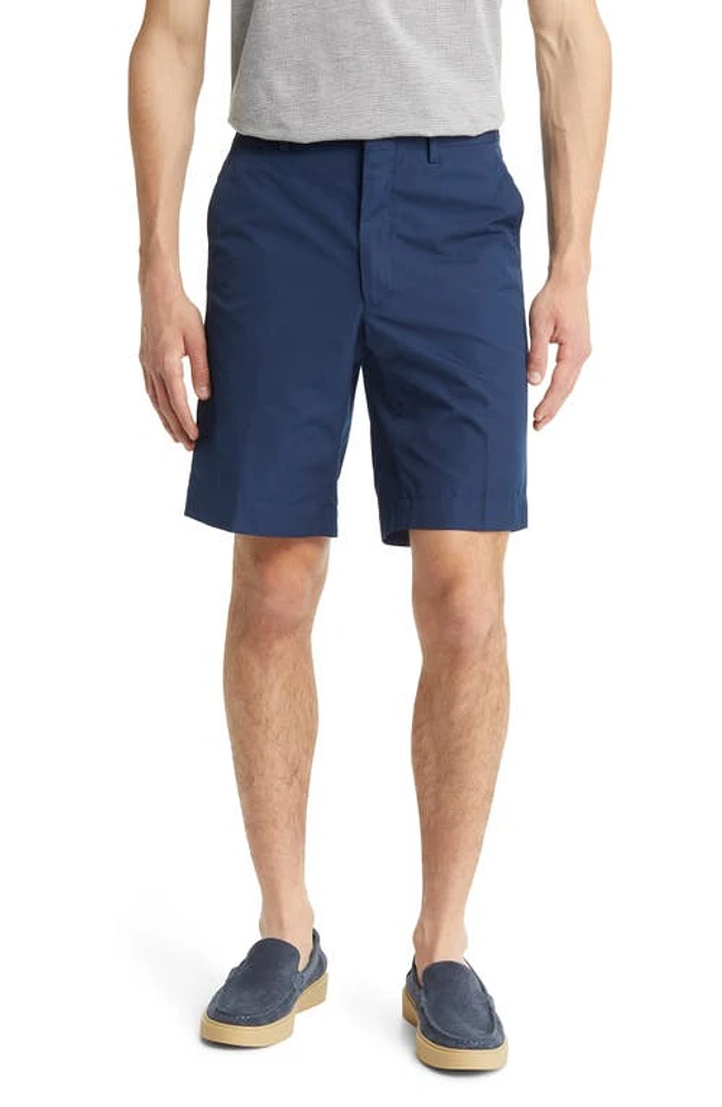 Berle Prime Poplin Flat Front Shorts Navy at Nordstrom,