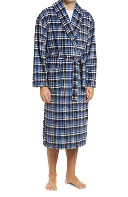 Majestic International Tidings Traditional Plaid Plush Robe Blue at Nordstrom,