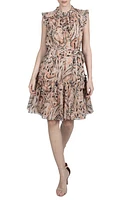 Julia Jordan Sleeveless High Neck Dress Sand Multi at Nordstrom,