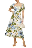 Reformation Marella Floral Midi Linen A-Line Dress Botanist at Nordstrom,