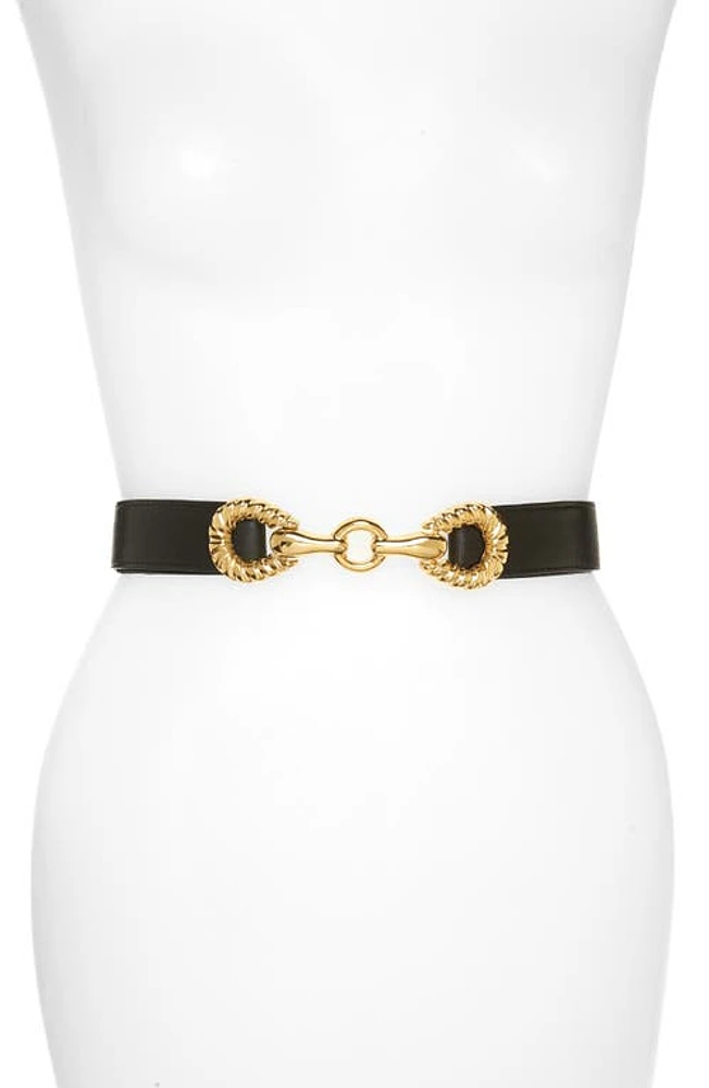 Raina Rider Circle Clasp Leather Belt in Black at Nordstrom