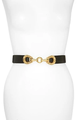 Raina Rider Circle Clasp Leather Belt in Black at Nordstrom