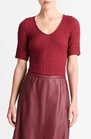 Vince Textured V-Neck Knit Top Raspberry at Nordstrom,