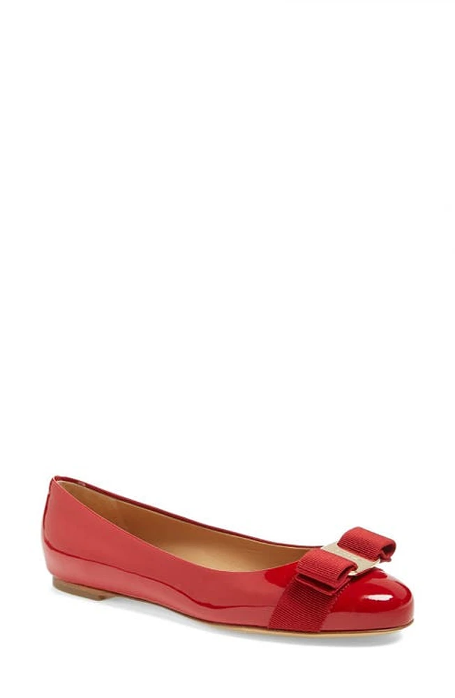 FERRAGAMO Varina Leather Flat Red at Nordstrom,