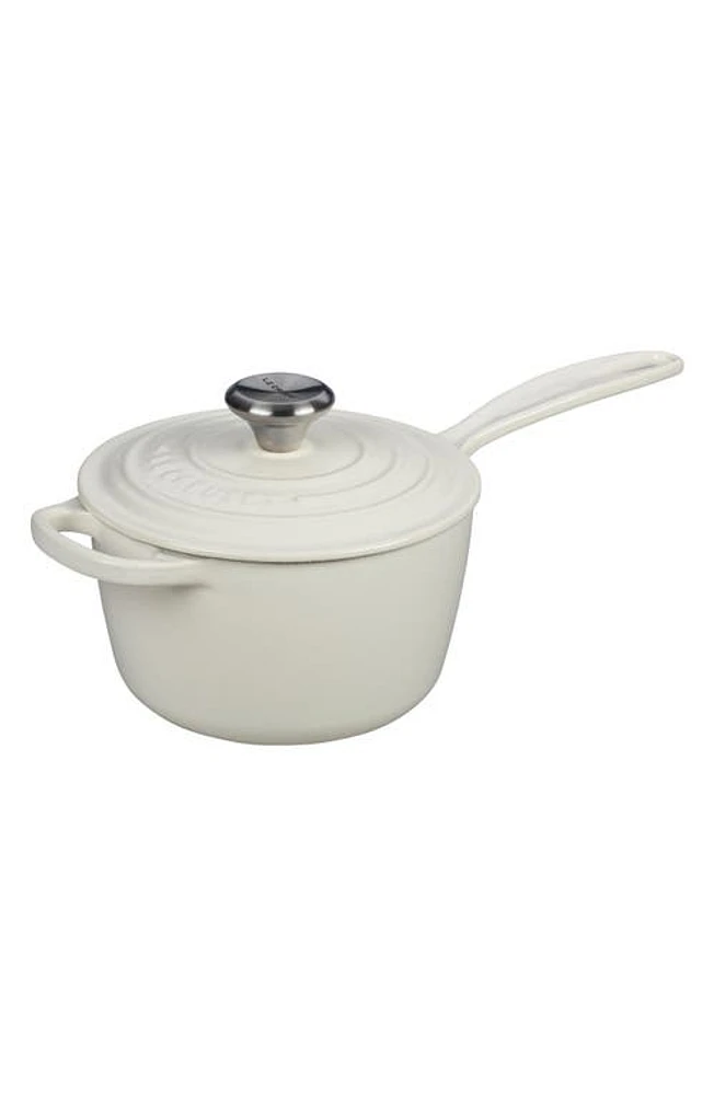 Le Creuset Signature 1.75-Quart Enameled Cast Iron Saucepan in White at Nordstrom