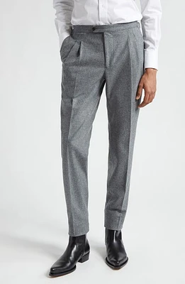 Thom Sweeney Pleated Virgin Wool Flannel Trousers Light Grey at Nordstrom, Us