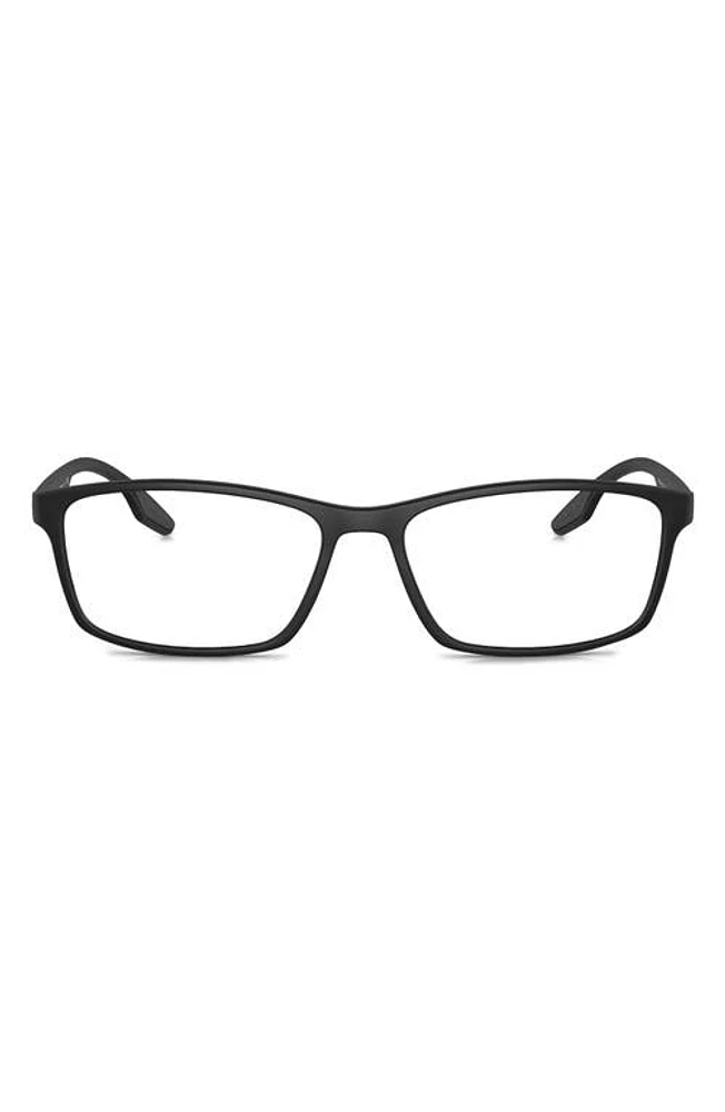 Prada Linea Rossa 56mm Rectangular Optical Glasses in Matte Black at Nordstrom