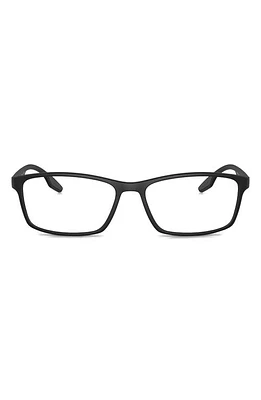 Prada Linea Rossa 56mm Rectangular Optical Glasses in Matte Black at Nordstrom