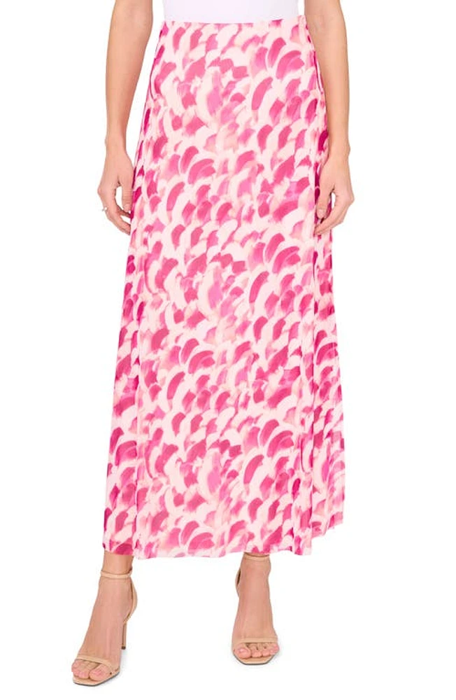 halogen(r) Side Slit Mesh Maxi Skirt White/Vivid Plum at Nordstrom,