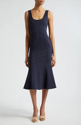 L'AGENCE Bisous Flared Midi Dress Midnight at Nordstrom,