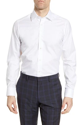 David Donahue Slim Fit Superfine Twill Dress Shirt White at Nordstrom,