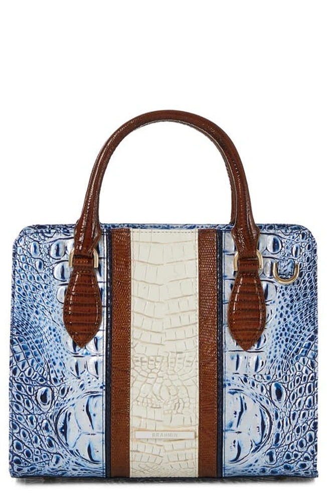 Brahmin Cami Croc Embossed Leather Satchel in Coastal Blue at Nordstrom