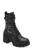 Moncler Envile Tweed Block Heel Boot Black at Nordstrom,