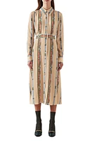 LK Bennett Kate Long Sleeve Belted Shirtdress Gold Multi at Nordstrom, Us