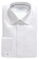 Eton Contemporary Fit Cotton Tuxedo Shirt White/white at Nordstrom