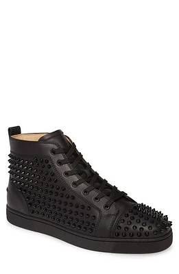 Christian Louboutin Louis Allover Spikes High Top Sneaker in Black/black at Nordstrom, Size 17Us