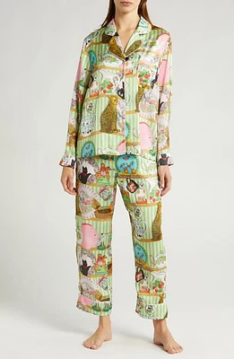 Karen Mabon Shelf Life Satin Pajamas Green at Nordstrom,