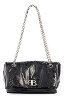 Balenciaga Medium Monaco Crinkled Leather Shoulder Bag in Black at Nordstrom