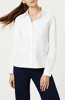 Mavi Jeans Hidden Placket Button-Up Shirt White at Nordstrom,