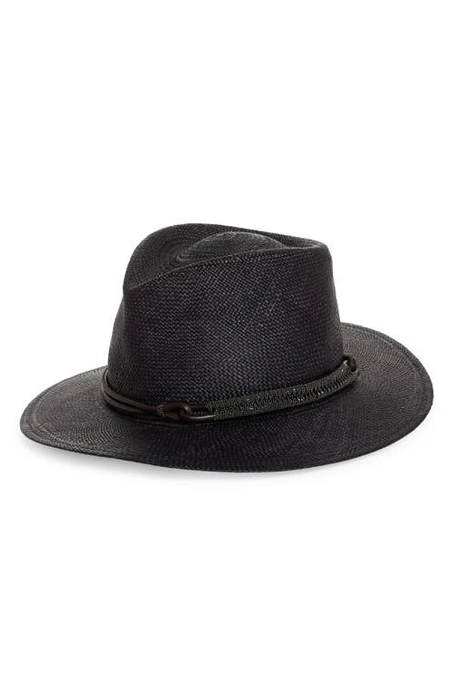 Brunello Cucinelli Monili Band Raffia Hat in Ceb32 Black at Nordstrom, Size Large