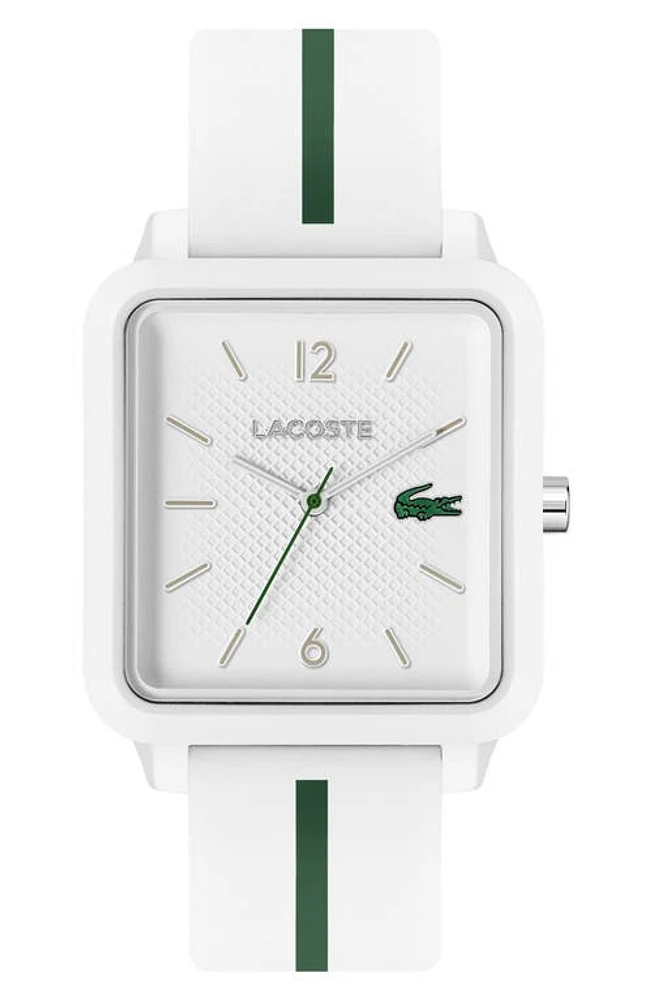 Lacoste Studio Silicone Strap Watch, 36mm in White at Nordstrom