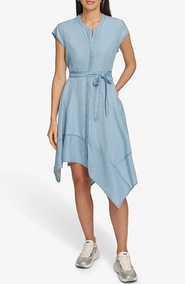 DKNY Cap Sleeve Asymmetric Hem Dress Glacier at Nordstrom,