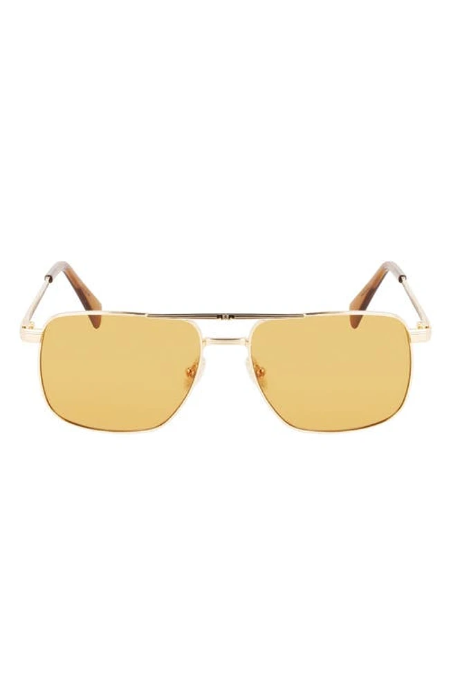 Lanvin JL 58mm Rectangular Sunglasses in Gold /Caramel at Nordstrom