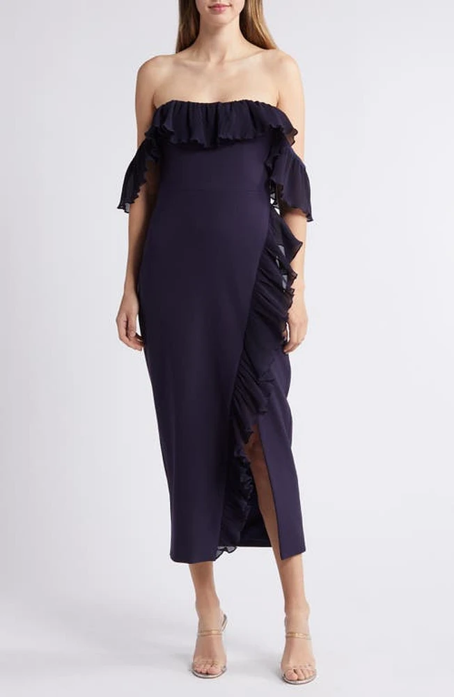 LIKELY Aldave Off the Shoulder Sheath Dress Navy at Nordstrom,