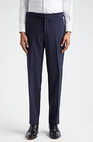 Thom Sweeney Pinstripe Structured Wool Suit Navy Brown Stripe at Nordstrom, Us