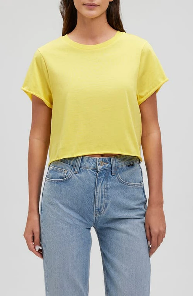 Mavi Jeans Oversize Raw Hem Crop T-Shirt Habanero Gold at Nordstrom,