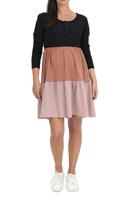 Angel Maternity Long Sleeve Maternity/Nursing Dress Brown at Nordstrom,