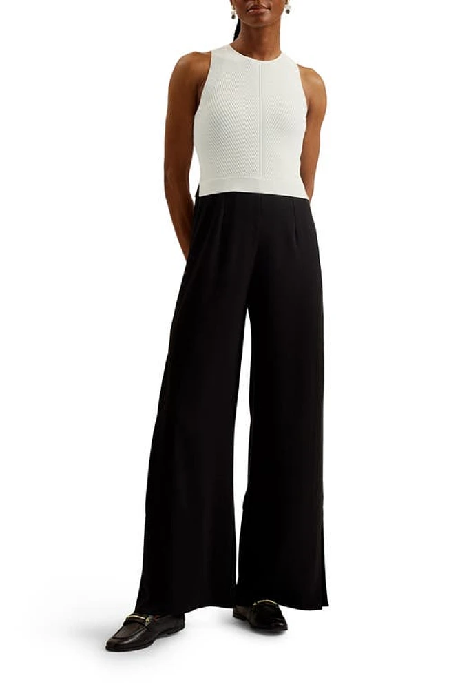 Ted Baker London Toveli Racerback Wide Leg Jumpsuit Black at Nordstrom,