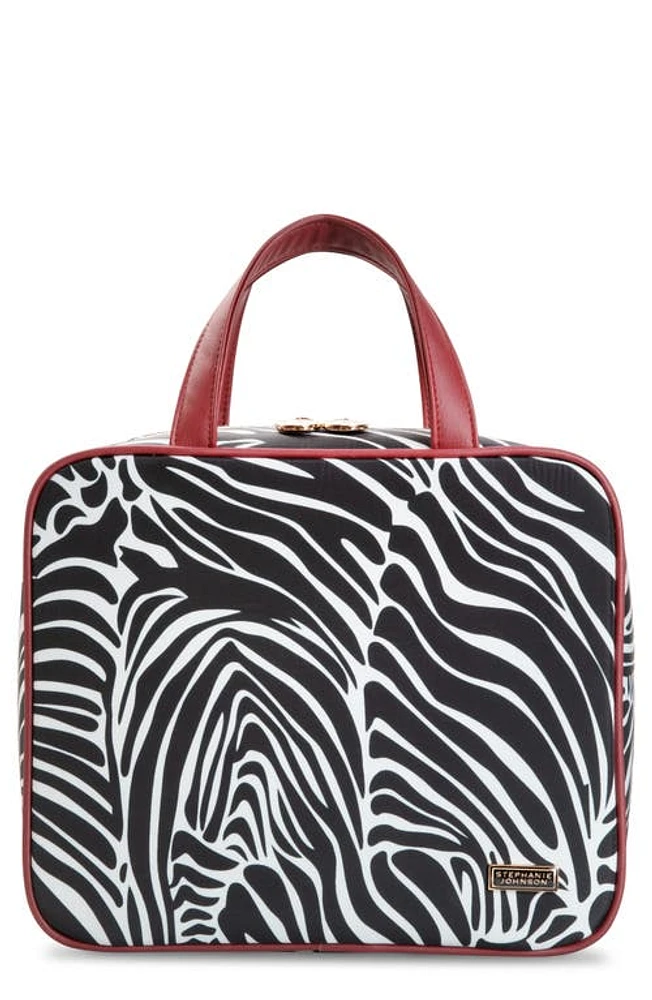 Stephanie Johnson Large Sahara Zebra Martha Briefcase Cosmetics Bag in Black/White at Nordstrom