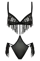 Love, Vera Fringe Rhinestone Cutout Mesh Teddy at Nordstrom