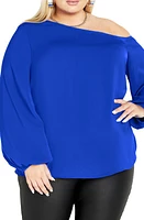 City Chic Twyla One-Shoulder Top Ultra Blue at