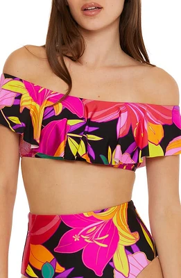 Trina Turk Solar Floral Ruffle Off the Shoulder Bikini Top Pink at Nordstrom,