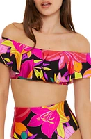 Trina Turk Solar Floral Ruffle Off the Shoulder Bikini Top Pink at Nordstrom,