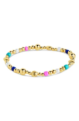 Sterling Forever Truvy Freshwater Pearl & Bead Stretch Bracelet in Gold at Nordstrom
