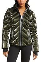 Blanc Noir Superhero Metallic Down Puffer Jacket in Dark Forest at Nordstrom, Size Medium