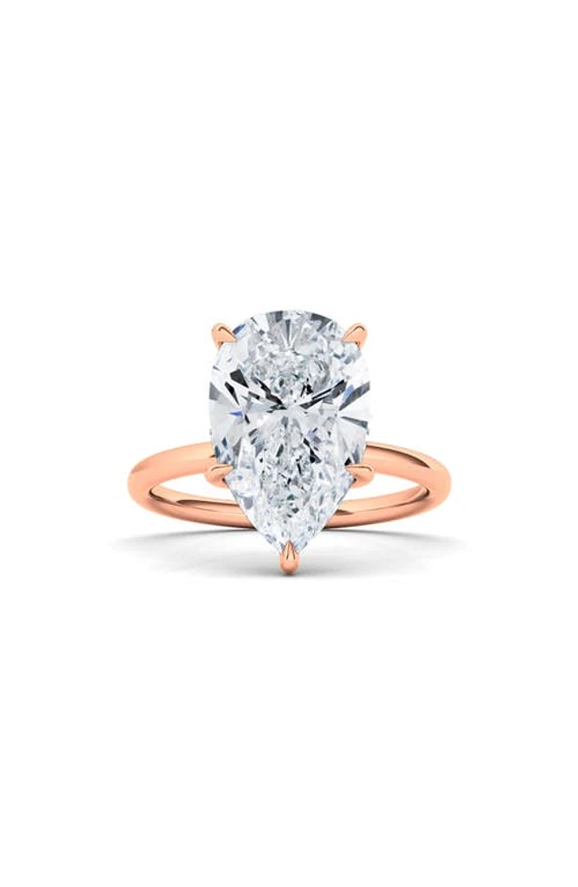 HauteCarat Pear Cut Lab Created Diamond 18K Gold Ring in 18K Rose Gold at Nordstrom