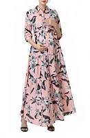 Kimi and Kai Cora Floral Belted Maternity/Nursing Maxi Dress Pink at Nordstrom,