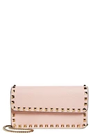 Valentino Garavani Rockstud Leather Wallet on a Chain in 16Q Rose Quartz at Nordstrom