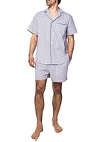 Petite Plume Ticking Stripe Cotton Short Pajamas Navy at Nordstrom,