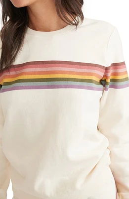 Marine Layer Anytime Rainbow Stripe Sweatshirt in White at Nordstrom, Size X-Small